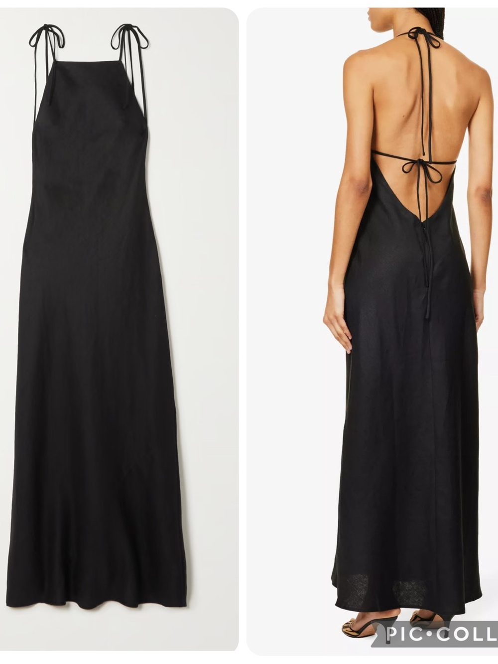 NWT Reformation Selia Tie Strap Linen Dress Large, BLACK